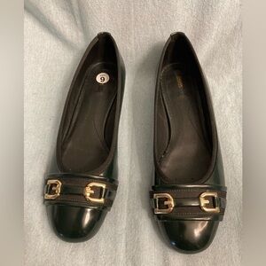 Geox Respira Italian Loafers Ballet Flats Gold Accent EU 38.5/US 8.5/9